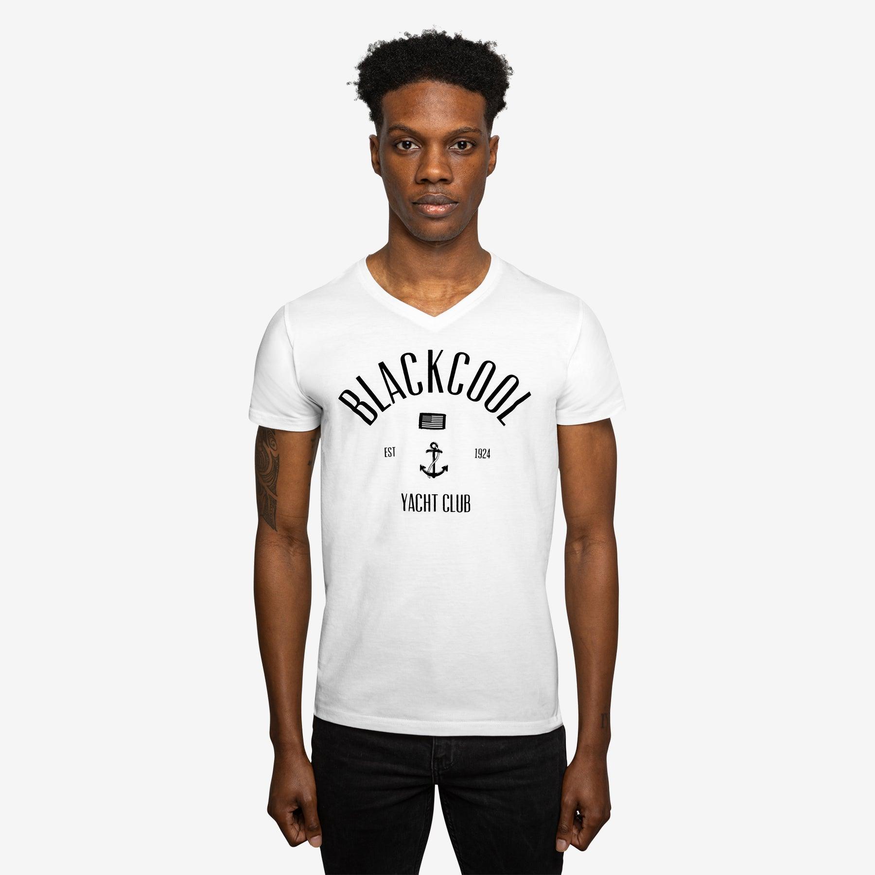 Yacht Club Label Reverse Black V-Neck T-Shirt - Main Image